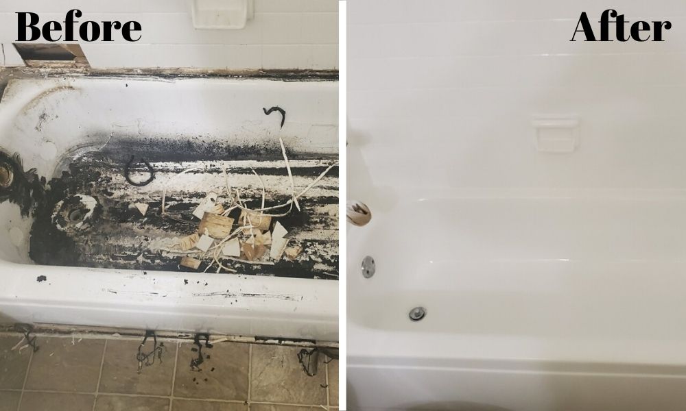 Before and After Refinished Bathtub