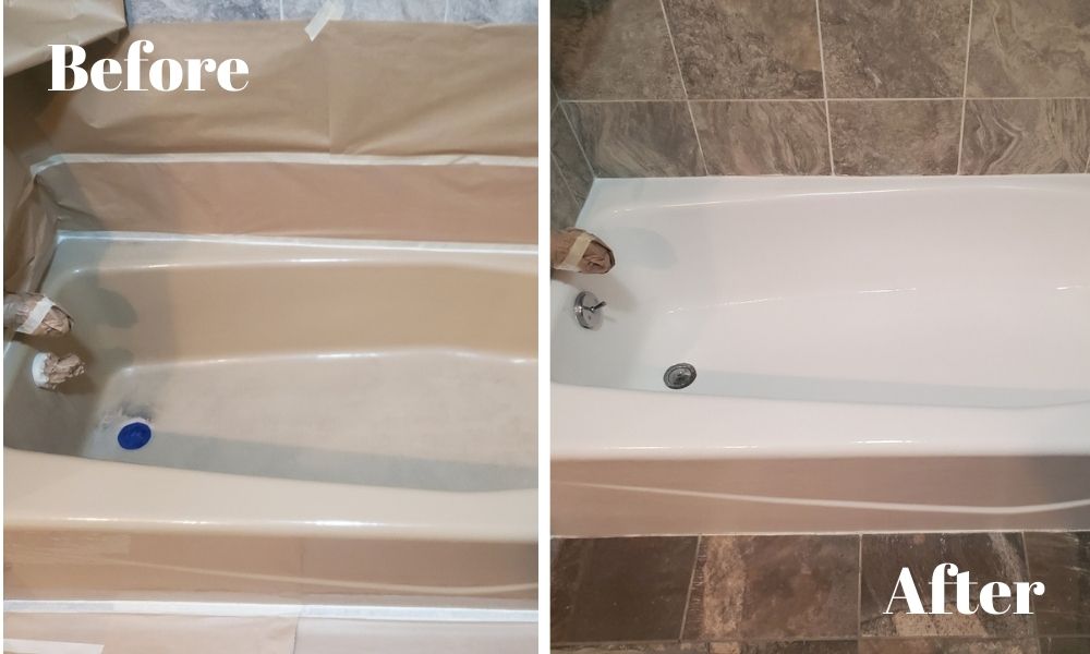 Before and After Refinished Bathtub in Batavia, IL