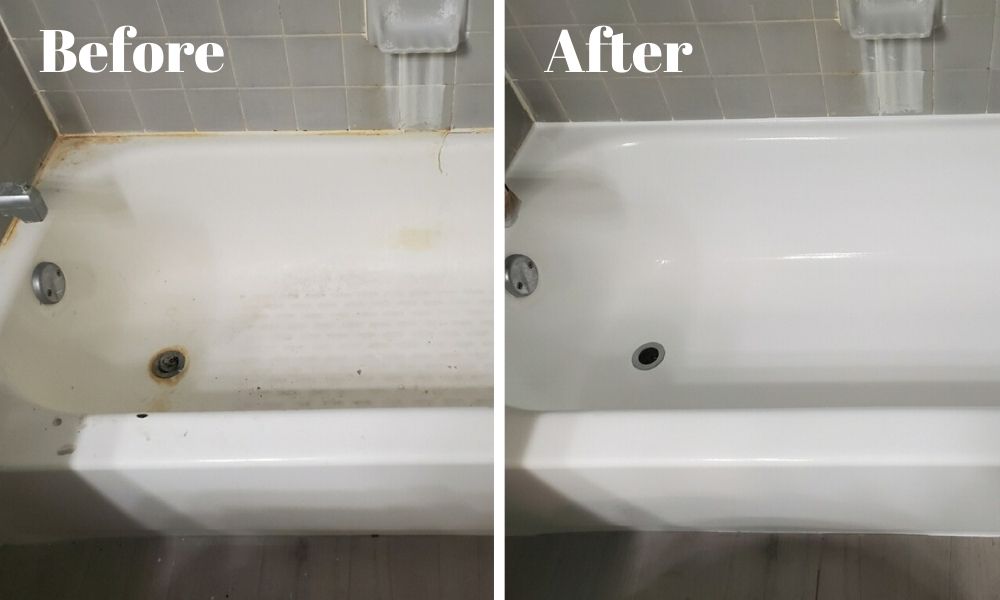 Before and After Refinished Bathtub in Hanover Park, IL