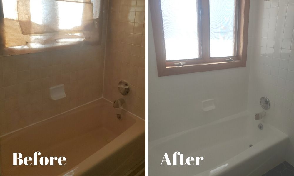 Before and After Refinished Bathtub in St. Charles, IL