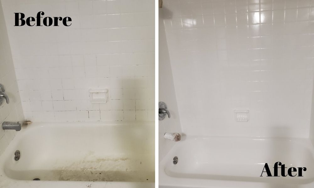 Before and After Refinished Tub and Tile in Geneva, IL